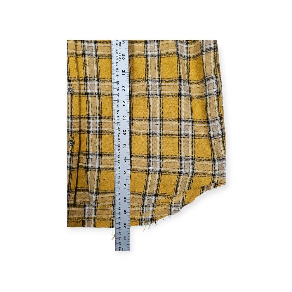 La Miel Mustard Yellow Plaid Button-Up Hooded Shirt Size S Long Sleeve Casual - Picture 8 of 8